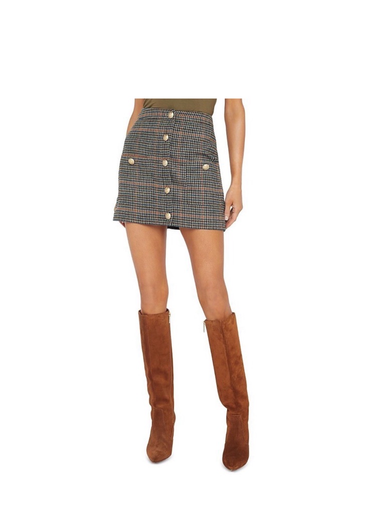 L’agence Plaid Button-Front Mini Skirt Size 8